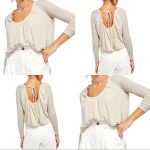 Free People We the Free Bondi Thermal Top Oatmeal Heather Size XS NWT